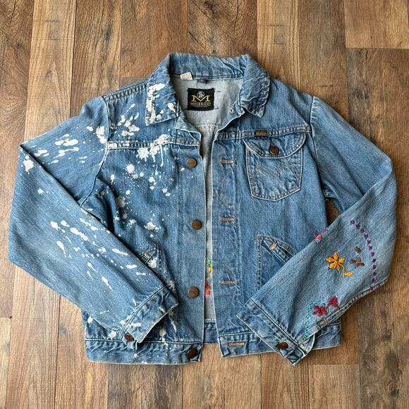 Vintage 60s Maverick Blue Bell Denim Jacket Women's Small Blue Boho Hippie 5620